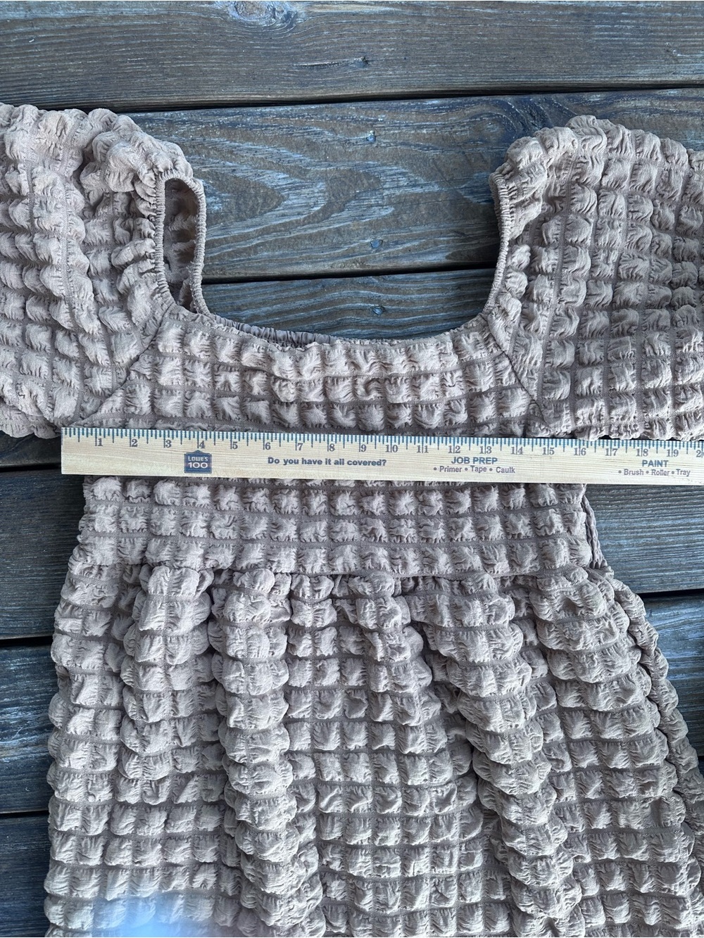 Simply Southern Beige Textured Puff-Sleeve Midi Dress - Picture 10 of 13